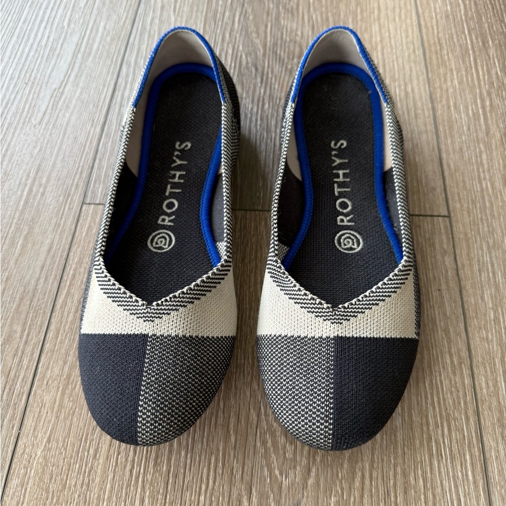 Rothy's Black and Cream Captoe Flats